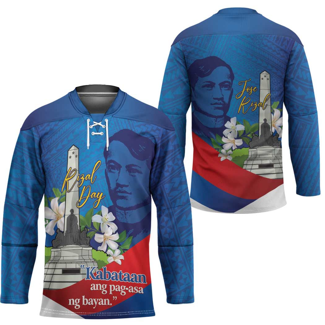 Philippines Rizal Day Hockey Jersey Filipino Motto Stella Polynesian Pattern - Wonder Print Shop