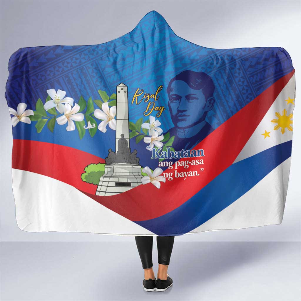 Philippines Rizal Day Hooded Blanket Filipino Motto Stella Polynesian Pattern - Wonder Print Shop