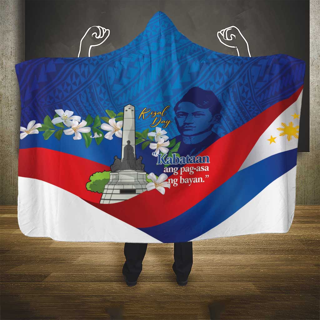 Philippines Rizal Day Hooded Blanket Filipino Motto Stella Polynesian Pattern - Wonder Print Shop