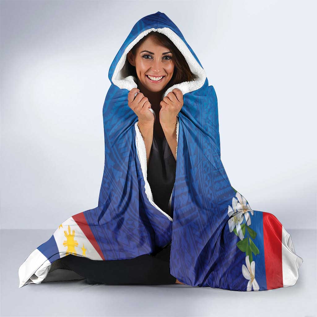Philippines Rizal Day Hooded Blanket Filipino Motto Stella Polynesian Pattern - Wonder Print Shop