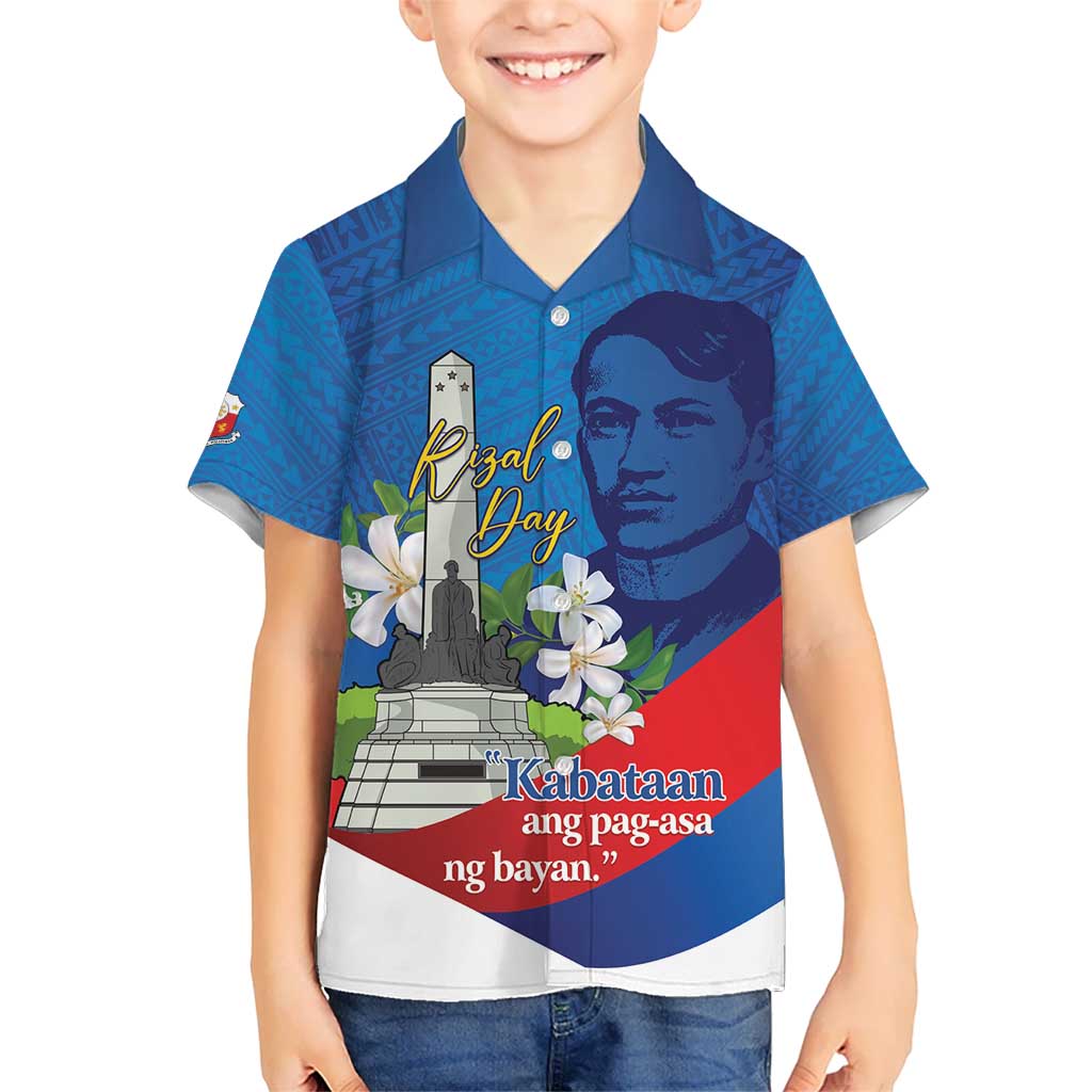 Philippines Rizal Day Kid Hawaiian Shirt Filipino Motto Stella Polynesian Pattern - Wonder Print Shop