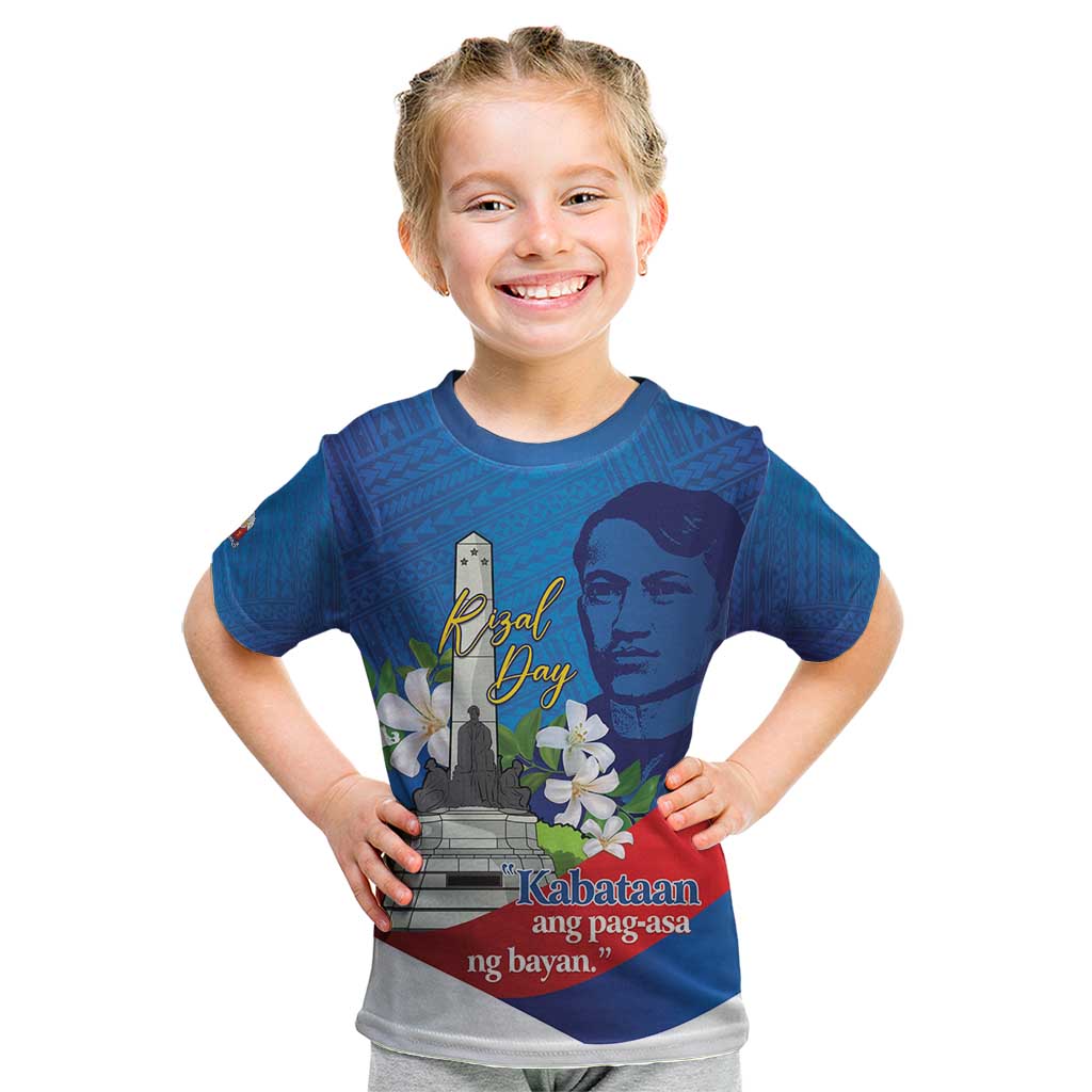 Philippines Rizal Day Kid T Shirt Filipino Motto Stella Polynesian Pattern - Wonder Print Shop