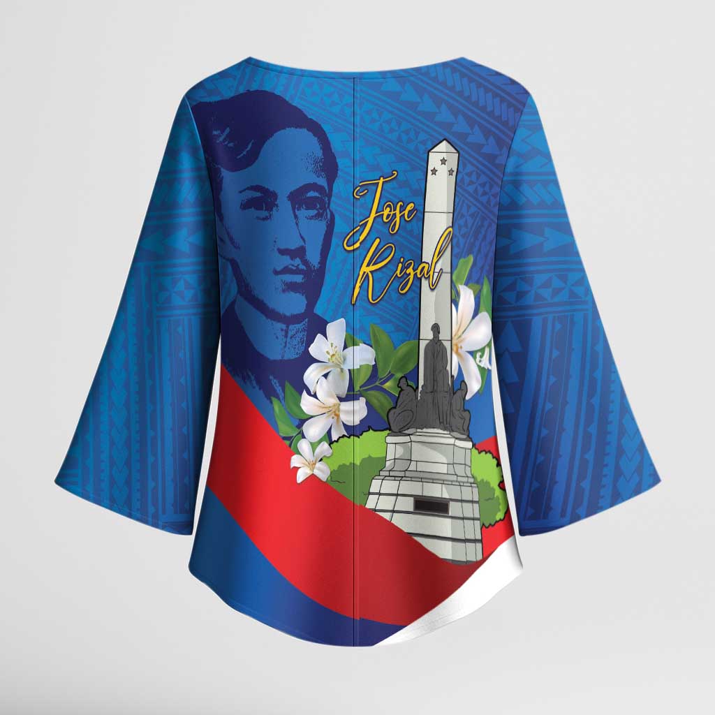 Philippines Rizal Day Kimono Sleeve Blouse Filipino Motto Stella Polynesian Pattern - Wonder Print Shop