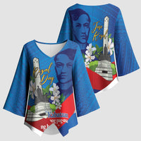 Philippines Rizal Day Kimono Sleeve Blouse Filipino Motto Stella Polynesian Pattern - Wonder Print Shop