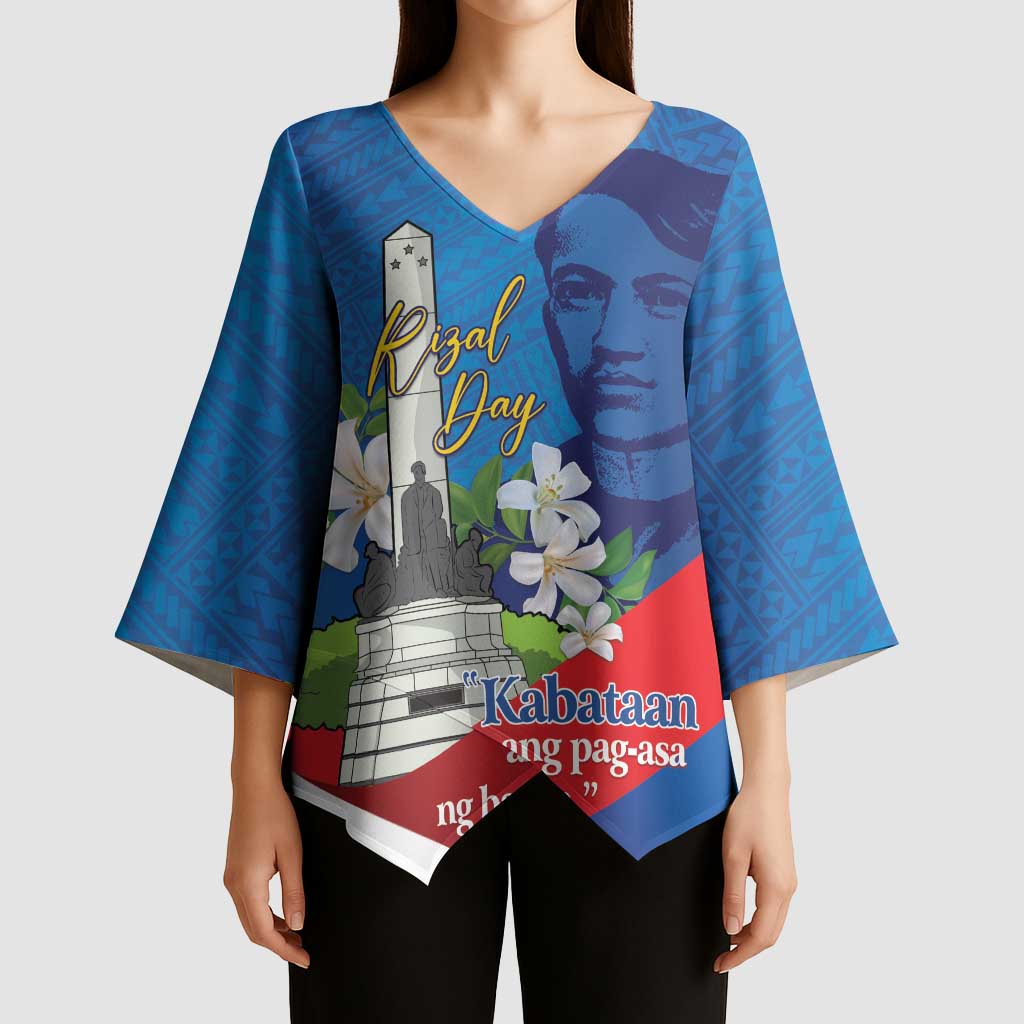 Philippines Rizal Day Kimono Sleeve Blouse Filipino Motto Stella Polynesian Pattern - Wonder Print Shop