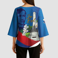Philippines Rizal Day Kimono Sleeve Blouse Filipino Motto Stella Polynesian Pattern - Wonder Print Shop