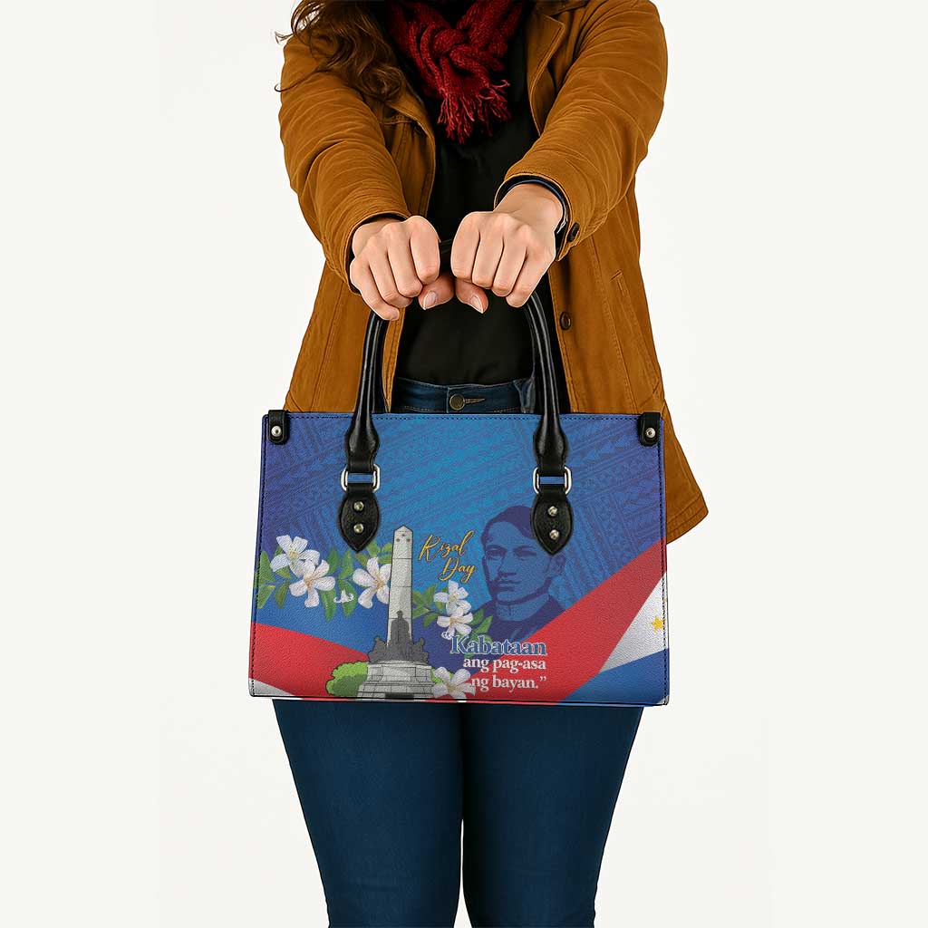 Philippines Rizal Day Leather Bag Filipino Motto Stella Polynesian Pattern - Wonder Print Shop