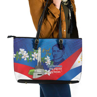 Philippines Rizal Day Leather Tote Bag Filipino Motto Stella Polynesian Pattern - Wonder Print Shop