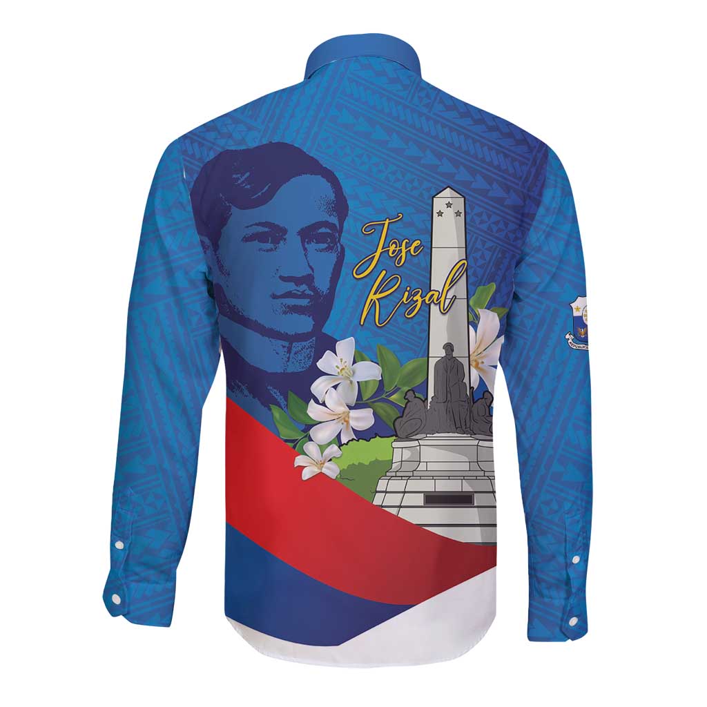 Philippines Rizal Day Long Sleeve Button Shirt Filipino Motto Stella Polynesian Pattern - Wonder Print Shop