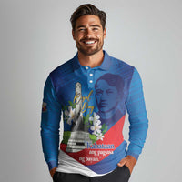 Philippines Rizal Day Long Sleeve Polo Shirt Filipino Motto Stella Polynesian Pattern - Wonder Print Shop