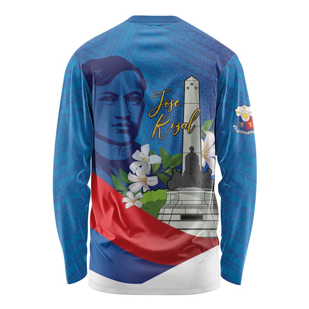Philippines Rizal Day Long Sleeve Shirt Filipino Motto Stella Polynesian Pattern - Wonder Print Shop