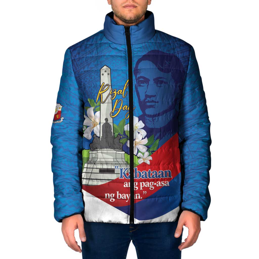 Philippines Rizal Day Padded Jacket Filipino Motto Stella Polynesian Pattern - Wonder Print Shop