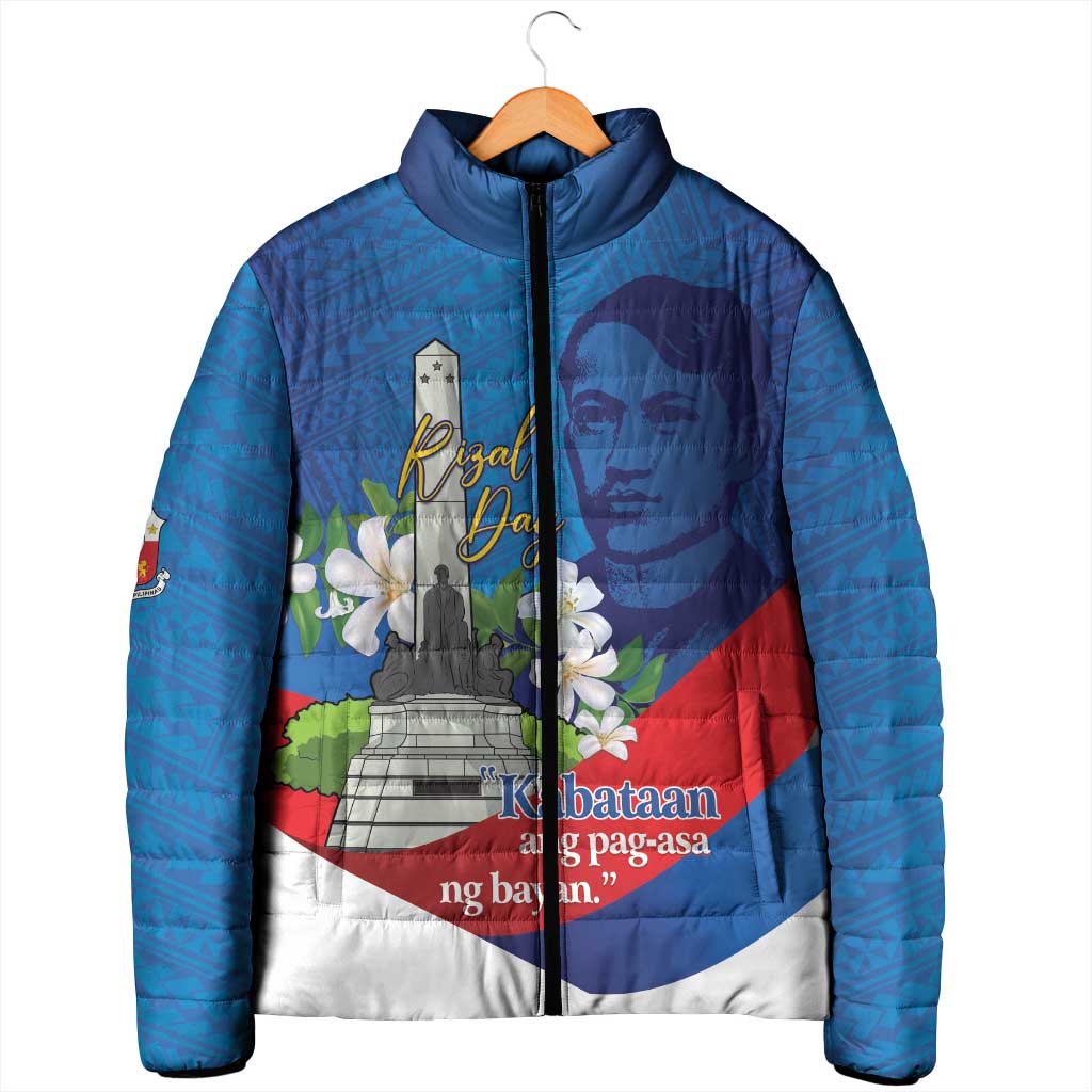 Philippines Rizal Day Padded Jacket Filipino Motto Stella Polynesian Pattern - Wonder Print Shop