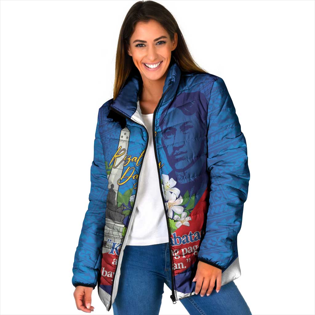 Philippines Rizal Day Padded Jacket Filipino Motto Stella Polynesian Pattern - Wonder Print Shop