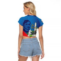 Philippines Rizal Day Raglan Cropped T Shirt Filipino Motto Stella Polynesian Pattern - Wonder Print Shop