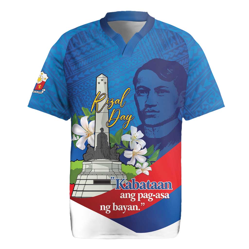 Philippines Rizal Day Rugby Jersey Filipino Motto Stella Polynesian Pattern - Wonder Print Shop