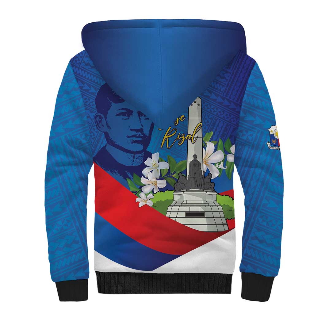 Philippines Rizal Day Sherpa Hoodie Filipino Motto Stella Polynesian Pattern - Wonder Print Shop