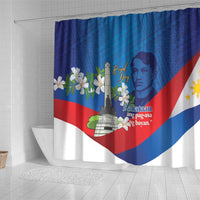Philippines Rizal Day Shower Curtain Filipino Motto Stella Polynesian Pattern - Wonder Print Shop