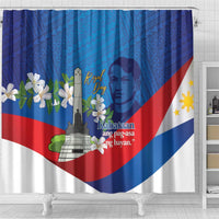 Philippines Rizal Day Shower Curtain Filipino Motto Stella Polynesian Pattern - Wonder Print Shop