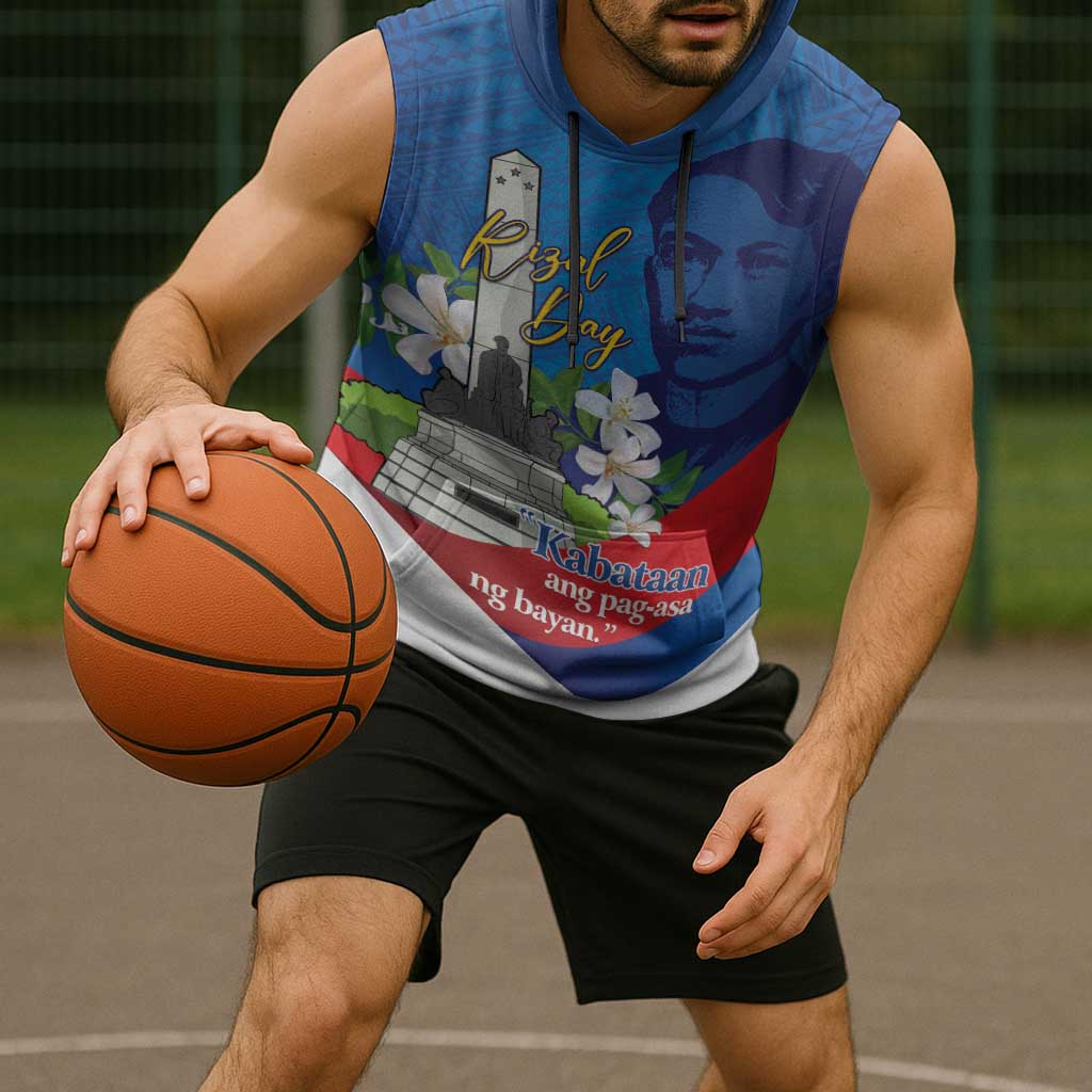 Philippines Rizal Day Sleeveless Hoodie Filipino Motto Stella Polynesian Pattern - Wonder Print Shop