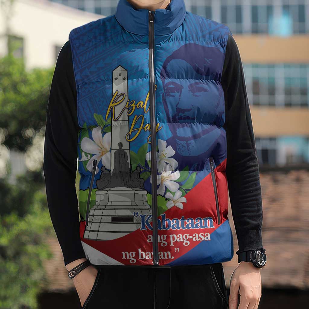 Philippines Rizal Day Sleeveless Puffer Jacket Filipino Motto Stella Polynesian Pattern - Wonder Print Shop
