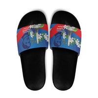 Philippines Rizal Day Slide Sandals Filipino Motto Stella Polynesian Pattern - Wonder Print Shop