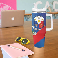 Philippines Rizal Day Tumbler With Handle Filipino Motto Stella Polynesian Pattern - Wonder Print Shop