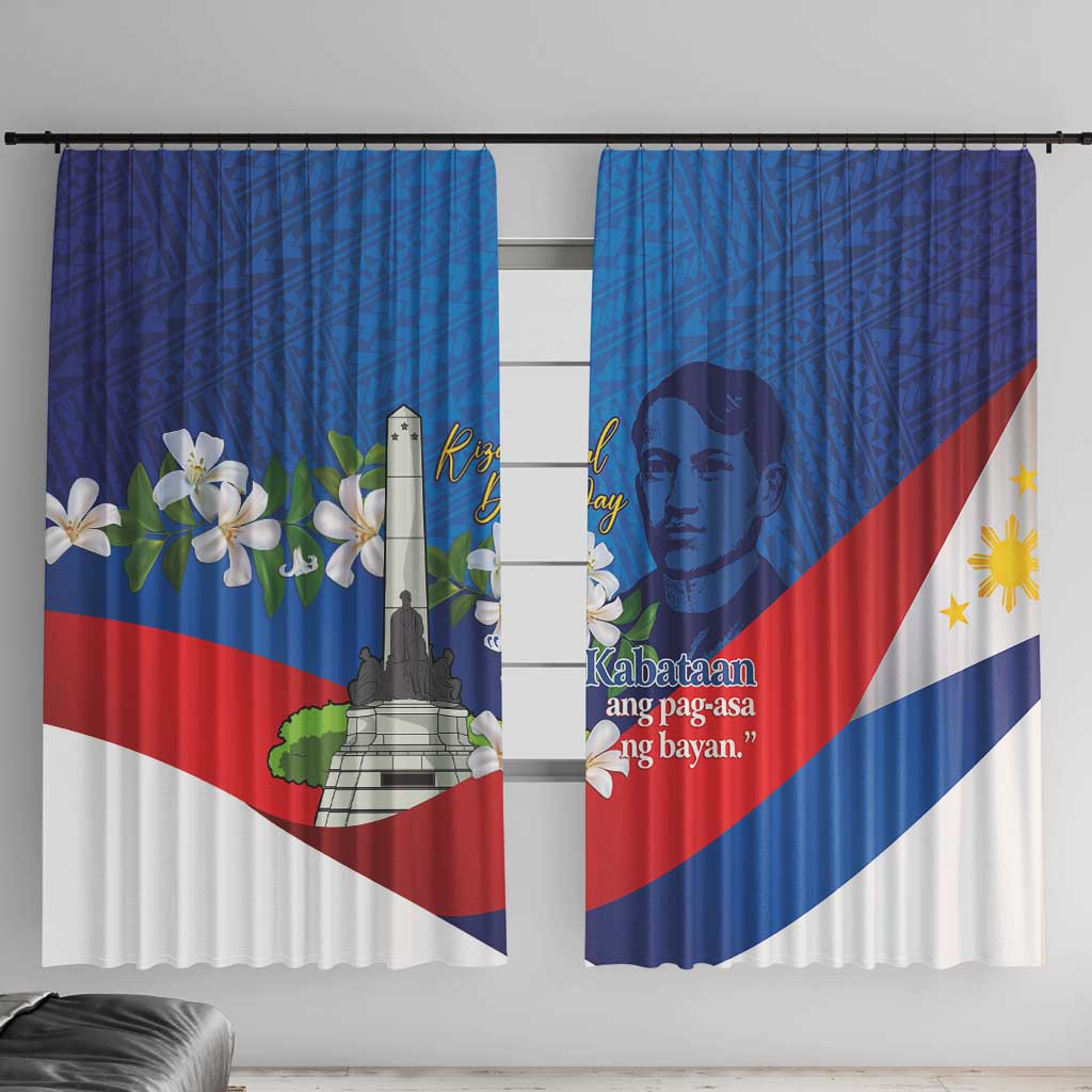Philippines Rizal Day Window Curtain Filipino Motto Stella Polynesian Pattern - Wonder Print Shop