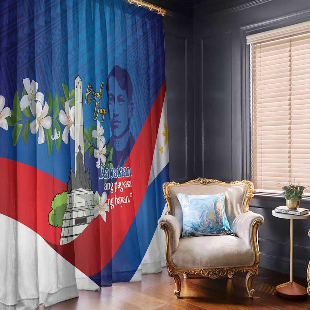 Philippines Rizal Day Window Curtain Filipino Motto Stella Polynesian Pattern - Wonder Print Shop