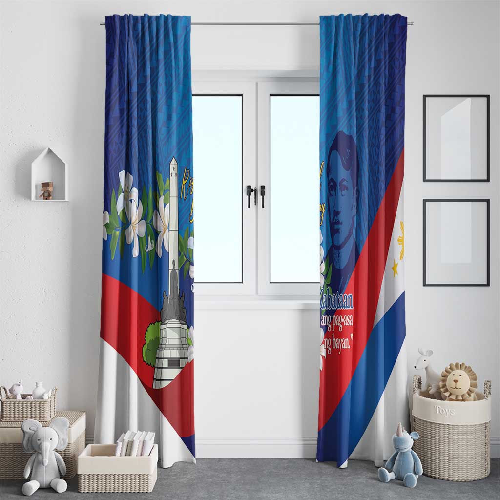 Philippines Rizal Day Window Curtain Filipino Motto Stella Polynesian Pattern - Wonder Print Shop