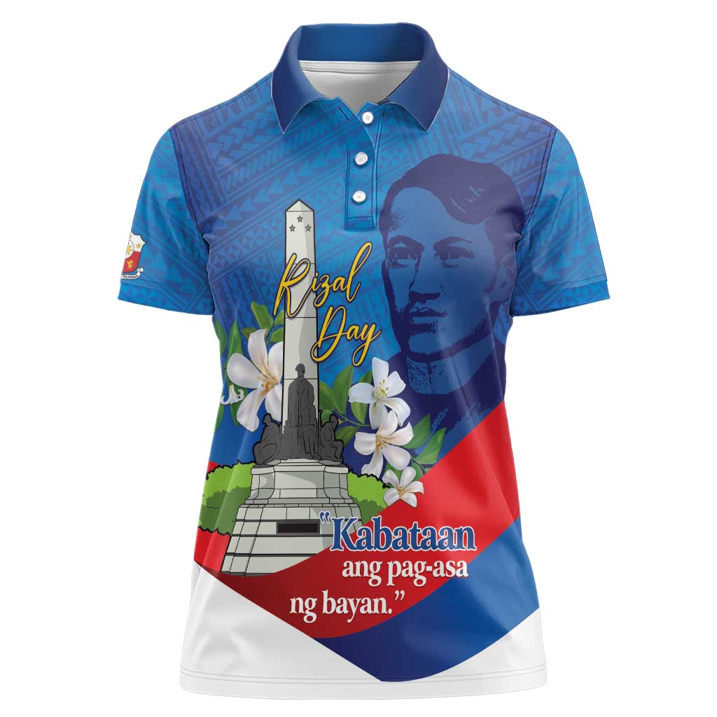 Philippines Rizal Day Women Polo Shirt Filipino Motto Stella Polynesian Pattern - Wonder Print Shop