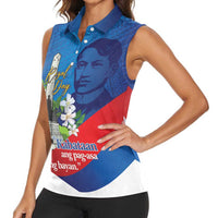 Philippines Rizal Day Women Sleeveless Polo Shirt Filipino Motto Stella Polynesian Pattern - Wonder Print Shop