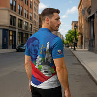 Philippines Rizal Day Zipper Polo Shirt Filipino Motto Stella Polynesian Pattern - Wonder Print Shop