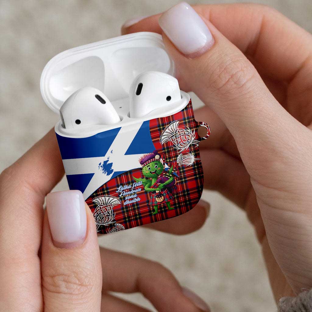 Saint Andrews Day Scotland AirPods Case Thistle Traditional Bagpipe Tartan Pattern - Wonder Print Shop
