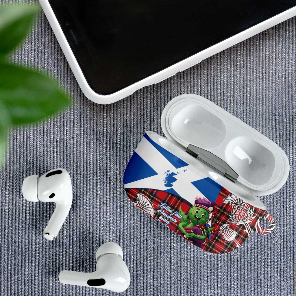 Saint Andrews Day Scotland AirPods Case Thistle Traditional Bagpipe Tartan Pattern - Wonder Print Shop