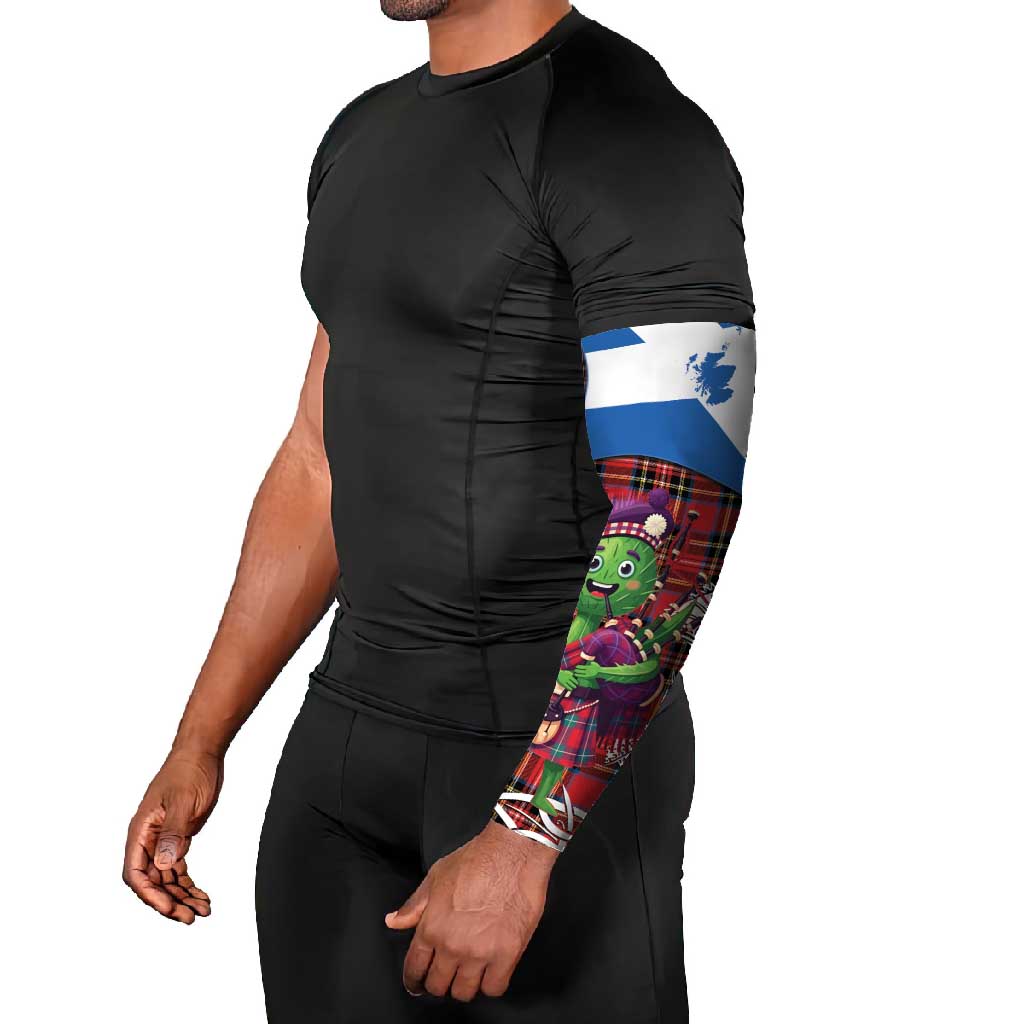 Saint Andrews Day Scotland Arm Sleeves Thistle Traditional Bagpipe Tartan Pattern - Wonder Print Shop