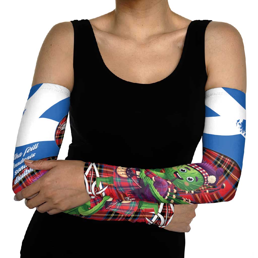 Saint Andrews Day Scotland Arm Sleeves Thistle Traditional Bagpipe Tartan Pattern - Wonder Print Shop