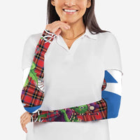 Saint Andrews Day Scotland Arm Sleeves Thistle Traditional Bagpipe Tartan Pattern - Wonder Print Shop