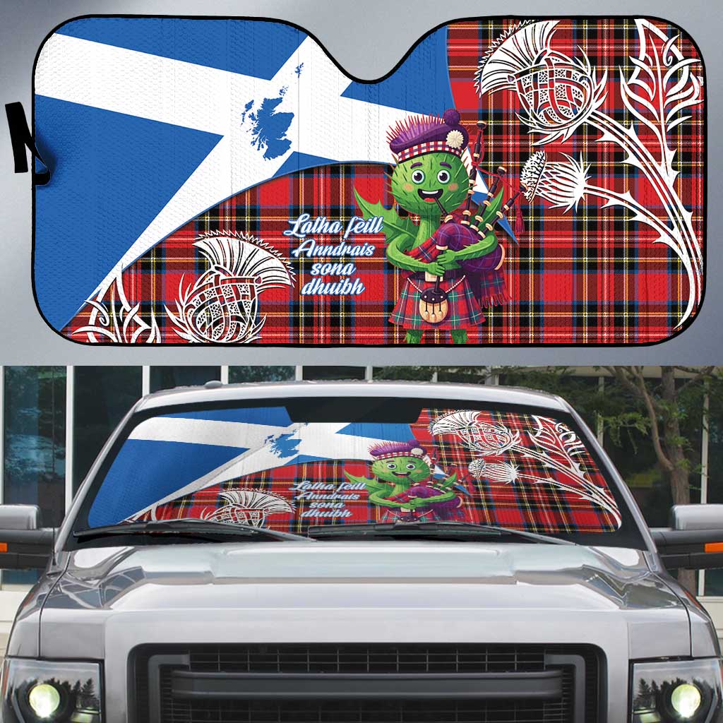 Saint Andrews Day Scotland Auto Sun Shade Thistle Traditional Bagpipe Tartan Pattern - Wonder Print Shop