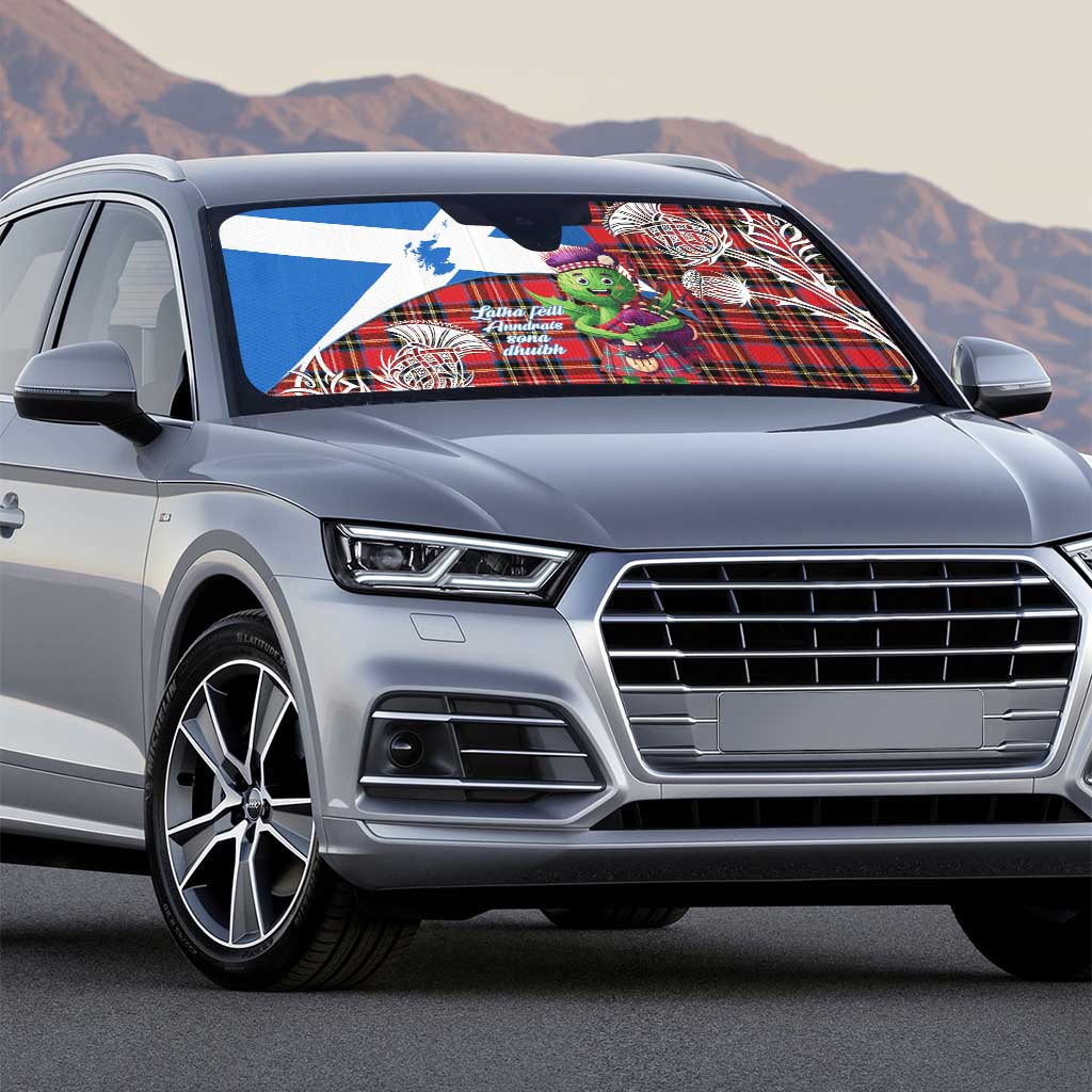 Saint Andrews Day Scotland Auto Sun Shade Thistle Traditional Bagpipe Tartan Pattern - Wonder Print Shop