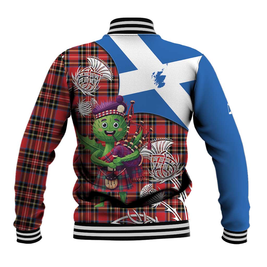 Saint Andrews Day Scotland Baseball Jacket Thistle Traditional Bagpipe Tartan Pattern - Wonder Print Shop