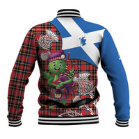 Saint Andrews Day Scotland Baseball Jacket Thistle Traditional Bagpipe Tartan Pattern - Wonder Print Shop