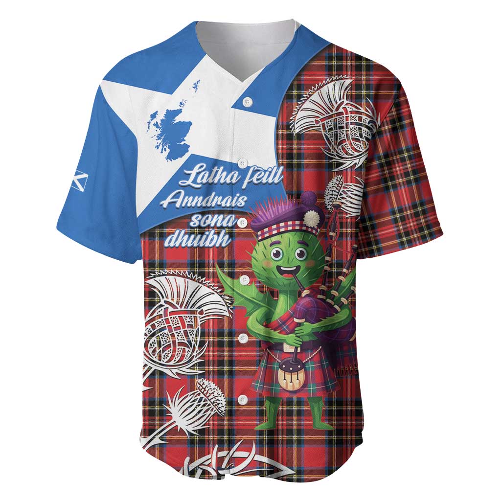 Saint Andrews Day Scotland Baseball Jersey Thistle Traditional Bagpipe Tartan Pattern - Wonder Print Shop