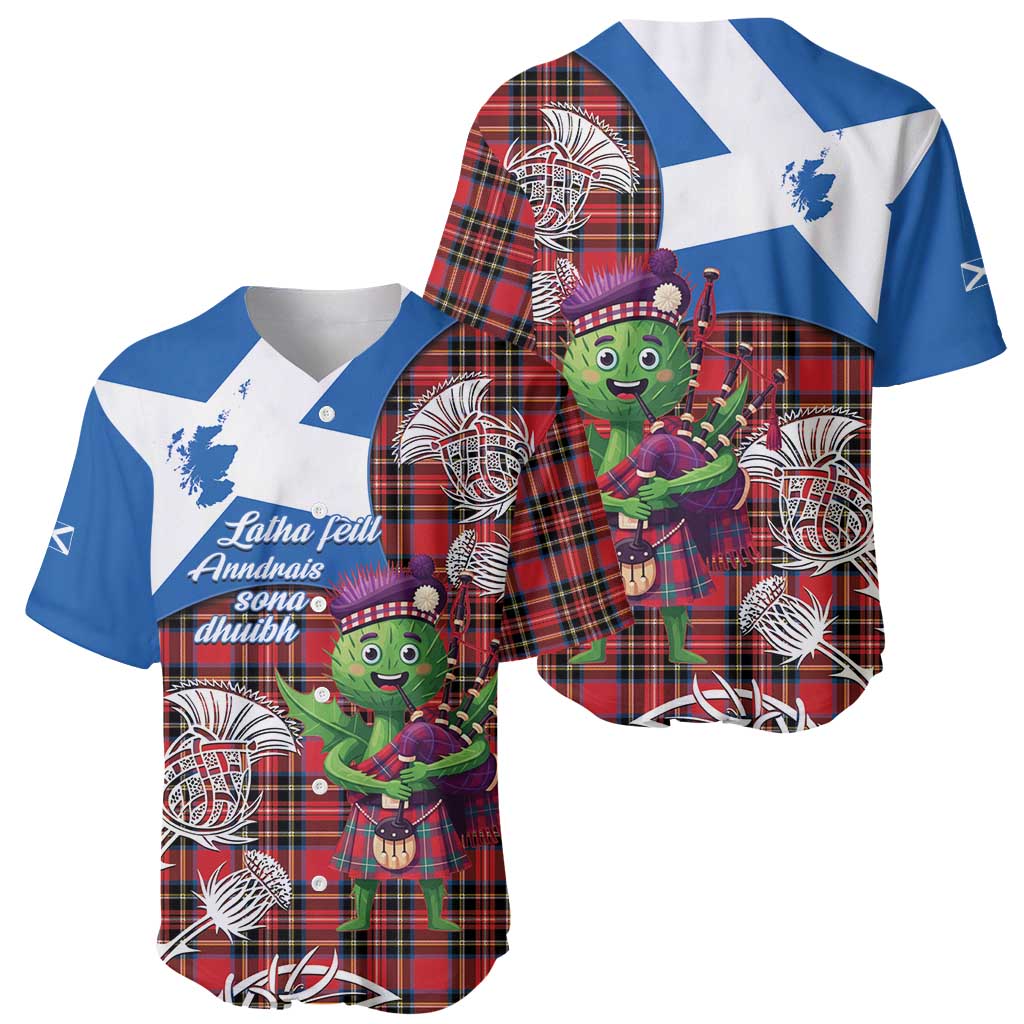 Saint Andrews Day Scotland Baseball Jersey Thistle Traditional Bagpipe Tartan Pattern - Wonder Print Shop