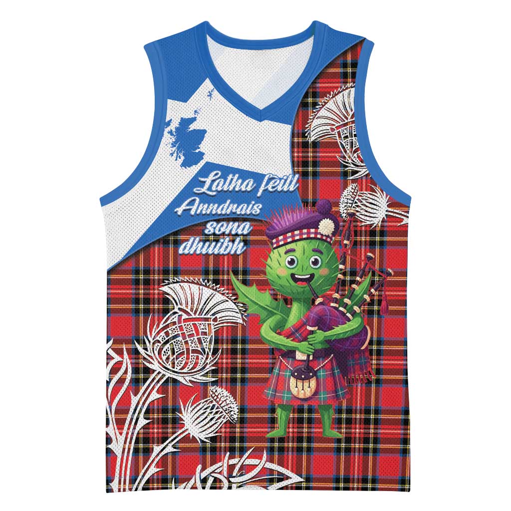Saint Andrews Day Scotland Basketball Jersey Thistle Traditional Bagpipe Tartan Pattern - Wonder Print Shop