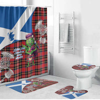 Saint Andrews Day Scotland Bathroom Set Thistle Traditional Bagpipe Tartan Pattern - Wonder Print Shop