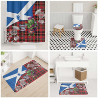 Saint Andrews Day Scotland Bathroom Set Thistle Traditional Bagpipe Tartan Pattern - Wonder Print Shop