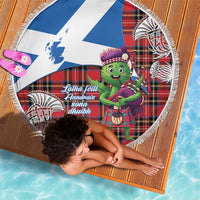 Saint Andrews Day Scotland Beach Blanket Thistle Traditional Bagpipe Tartan Pattern - Wonder Print Shop