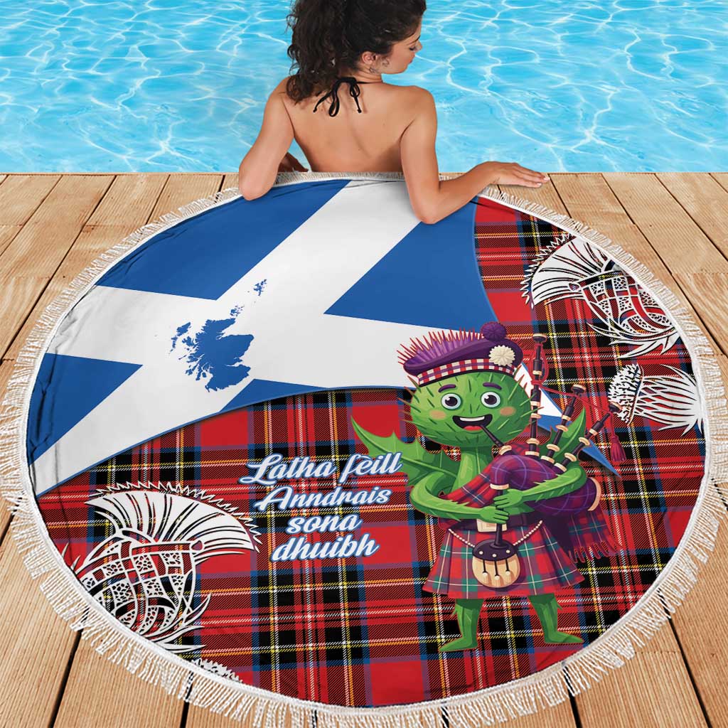 Saint Andrews Day Scotland Beach Blanket Thistle Traditional Bagpipe Tartan Pattern - Wonder Print Shop