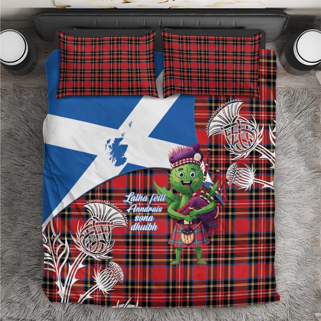 Saint Andrews Day Scotland Bedding Set Thistle Traditional Bagpipe Tartan Pattern - Wonder Print Shop